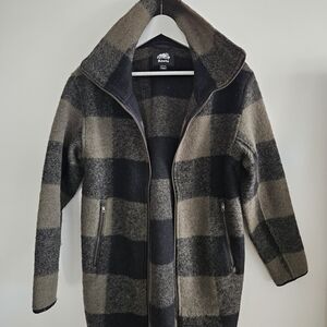 Womens Roots Seymour Jacket, Dark Green Black Plaid, Size XS